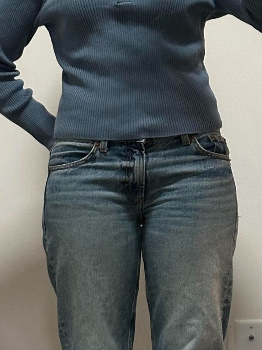 Forever 21 Women's Blue and Grey Jumper